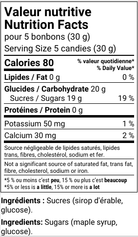 Bonbons durs à l'érable