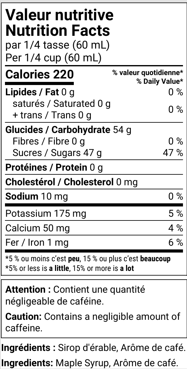 Sirop d'érable au café